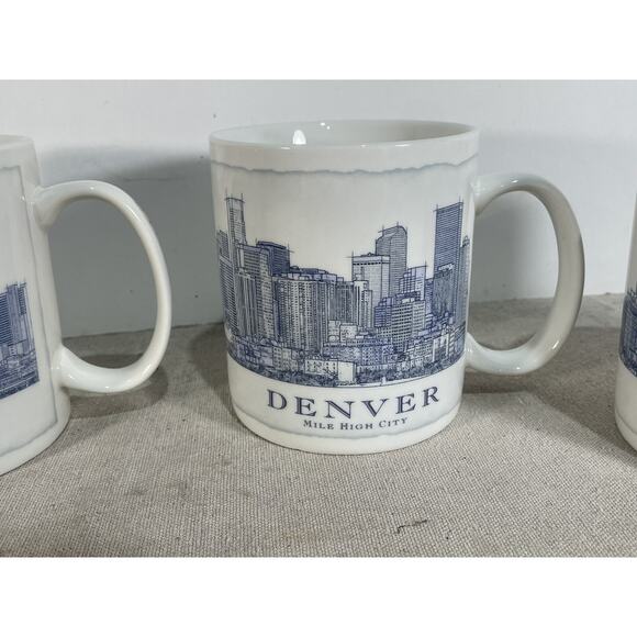 Starbucks Blue Print City Mug Set Of 4 Dallas,Phoenix,Denver,Los Angeles 18fl Oz - Picture 4 of 14